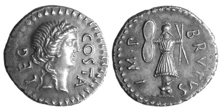 Silver denarius of Brutus