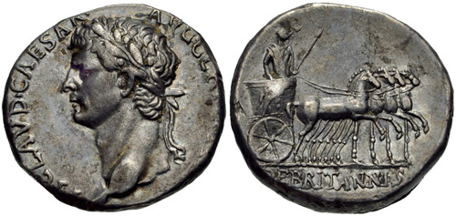 Silver didrachm of Claudius struck in Caesaraea-Eusebia, Cappadocia